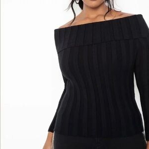 Eloquii Off the Shoulder Ribbed Sweater